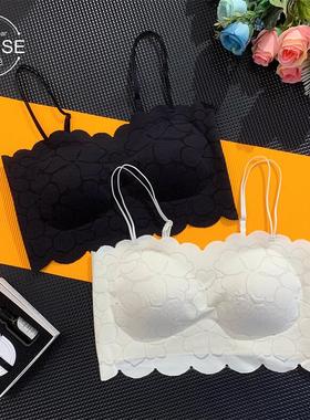 爱品色夏季蕾丝抹胸内衣女一字领裹胸吊带美背文胸62090/62095