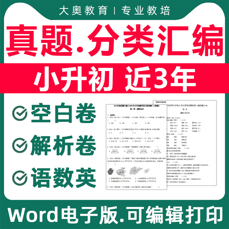 2026年复习资料word小升初近三年