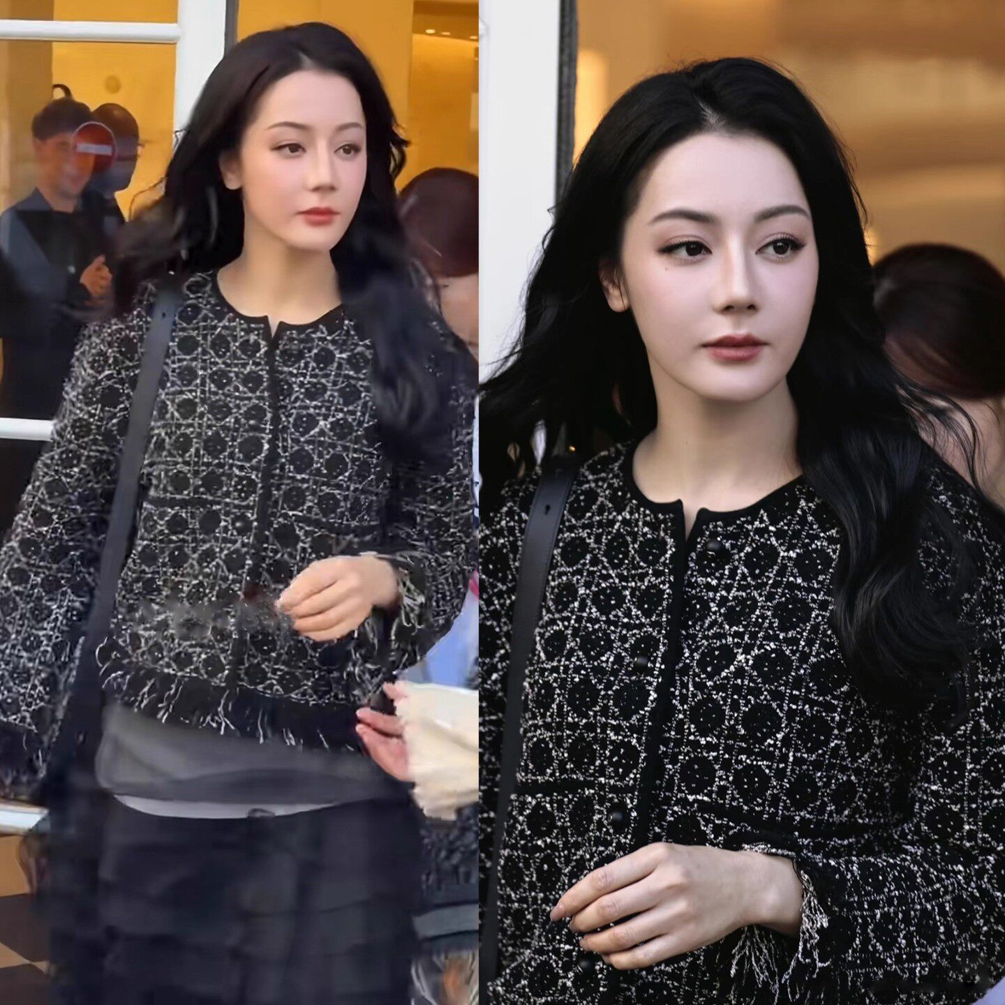 日本OFFCAT迪丽热巴同款秋冬小香风流苏针织开衫毛衣女格纹小外套