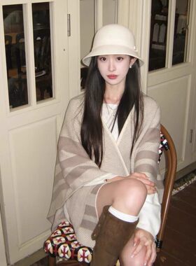 日本offcat法式棉羊绒针织斗篷披肩女外搭配裙子2025新款围巾秋