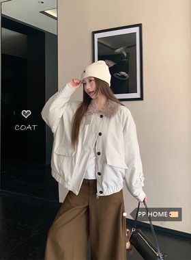 PPHOME  宽松显瘦拼接翻领棉服外套女冬季百搭高级感保暖棉衣