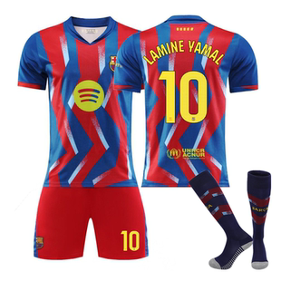 2526巴萨四客足球服10号亚马尔球衣11拉菲尼亚9号莱万儿童运动服