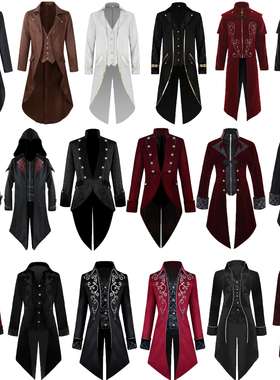 中世纪男款欧洲宫廷王子装复古哥特式披风万圣节cos中长款燕尾服