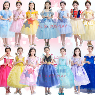 灰姑娘裙子女童夏季爱莎安娜白雪连衣裙儿童装夏天冰雪奇缘公主裙