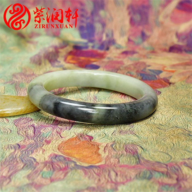 和田玉暖青白玉青花手镯