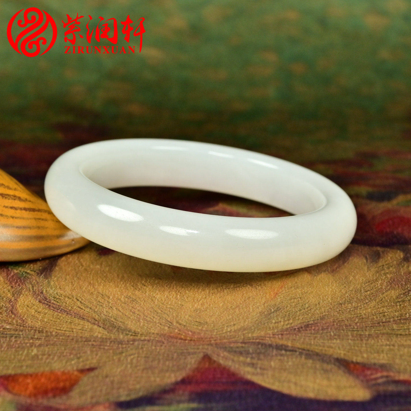 紫润轩新疆和田玉白玉手镯且末料58MM老熟料玉镯一级白柔光收藏级