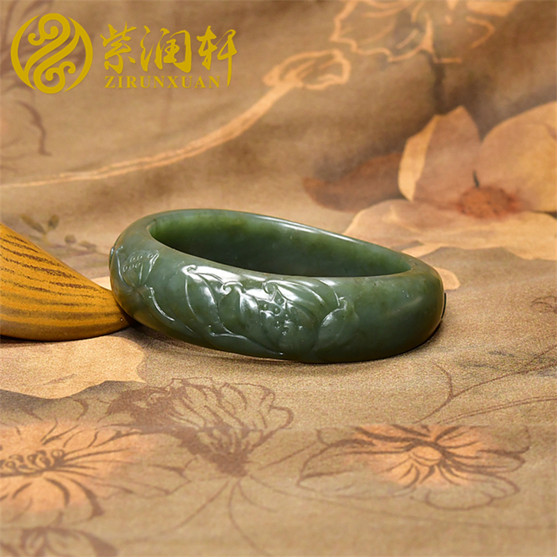 和田玉青玉沙枣青籽料手镯