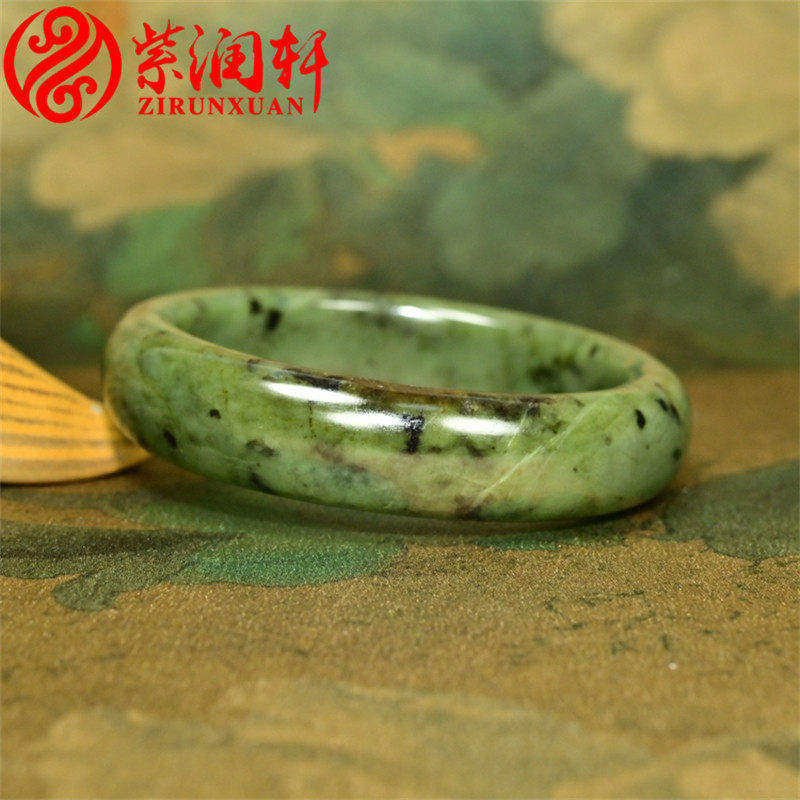 紫润轩疆和田玉碧玉手镯籽料苹果绿聚红皮57MM飘糖飘翠籽镯传家级