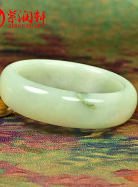 和田玉青白翠青手镯且末料宽版