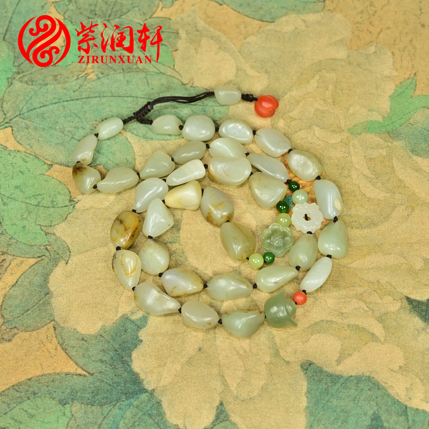紫润轩新疆和田玉籽料项链青白独籽手串原石真皮男女款无修形精品