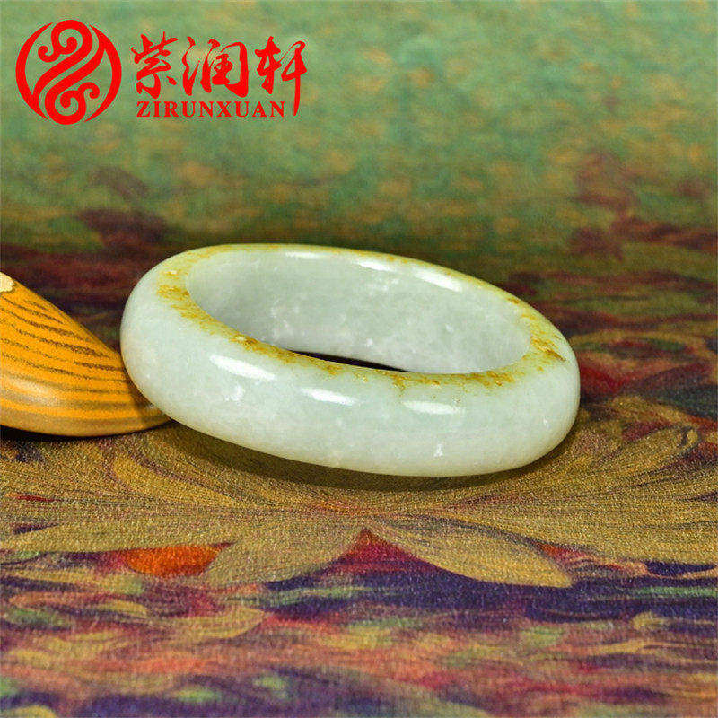 紫润轩新疆和田玉籽料手镯高青白满皮洒金皮随形玉镯58MM传家级