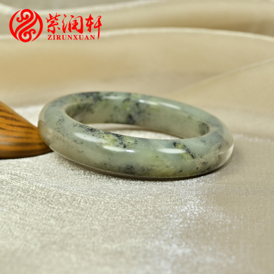 和田玉青花籽料手镯水墨飘翠青