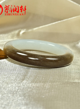 和田玉糖白玉手镯羊脂玉俏色分明