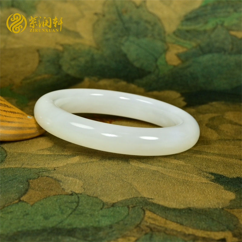 和田玉白玉手镯且末料玉镯小圈口