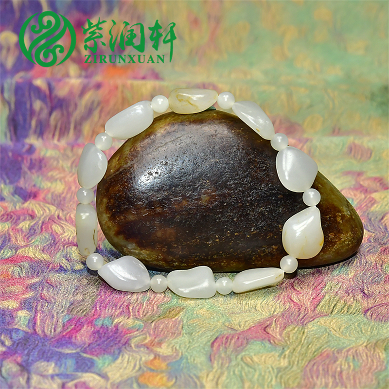 和田玉白玉籽料手链独籽原石手串