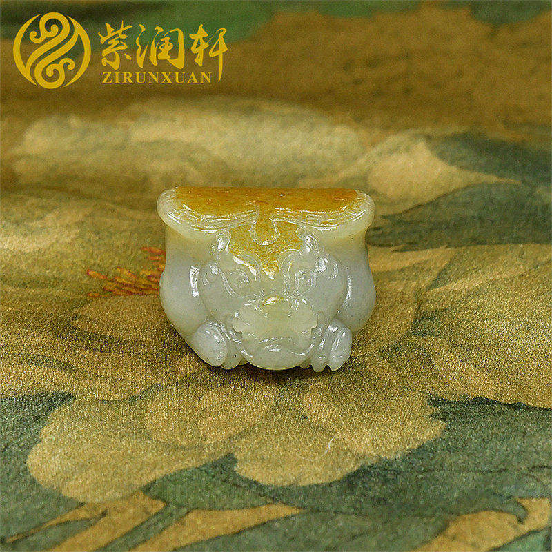 紫润轩新疆和田玉青白玉籽料龙龟吊坠洒金皮灵龟独籽衣锦荣归挂件