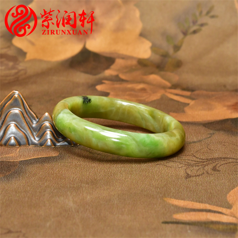 和田玉且末料糖飘翠手镯