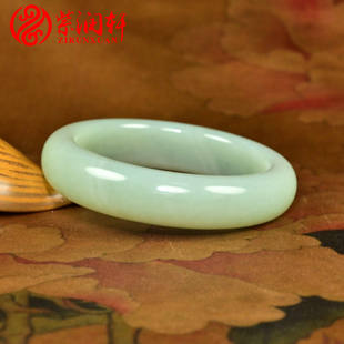 紫润轩新疆和田玉青白玉手镯且末料鸭蛋青58 5MM正装条高油收藏级
