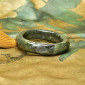 紫润轩新疆和田玉青玉籽料肥厚手镯57MM玉镯正装 条形特惠价 厚款