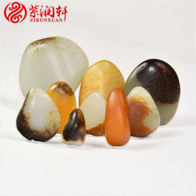 紫润轩新疆和田玉籽料原石白玉黄沁红皮黑皮独籽吊坠玩料挂件原籽