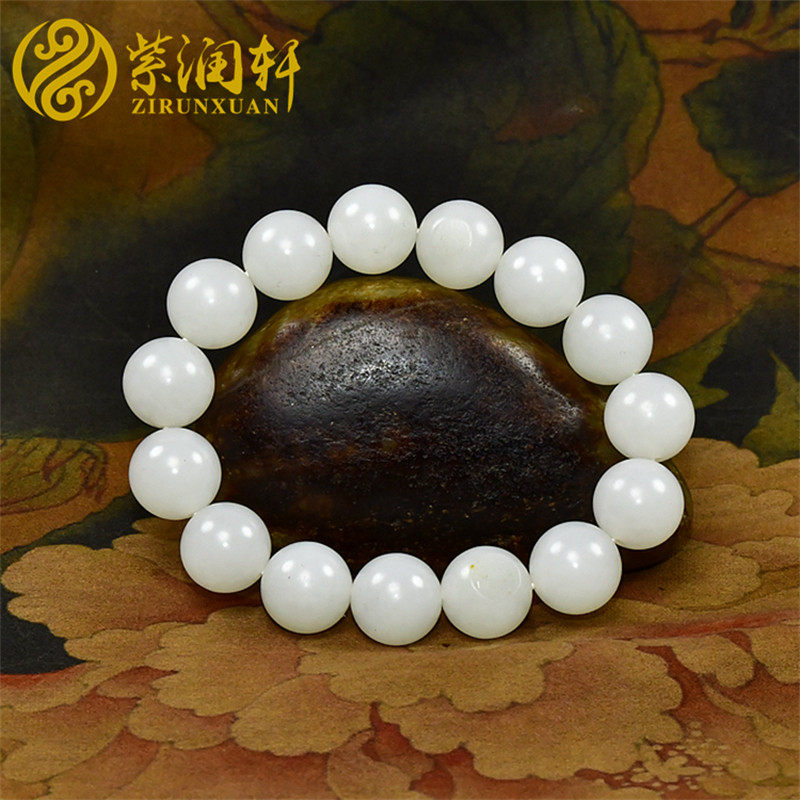 紫润轩新疆和田玉籽料白玉圆珠手串14mm珠羊脂高白猪油膏毕业级,珠宝/钻石/翡翠,手饰,淘宝优惠券,粉丝福利购,淘宝优惠卷
