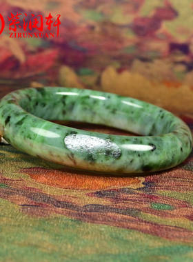 和田玉碧玉籽料手镯白加绿苹果绿