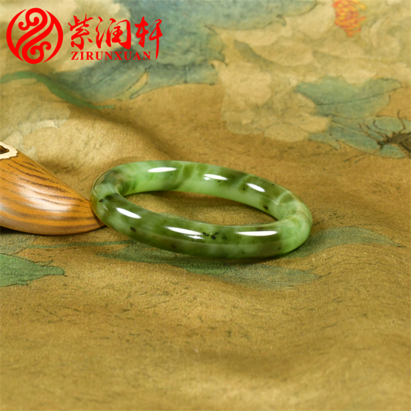 和田玉碧玉苹果绿手镯乌兰海老料