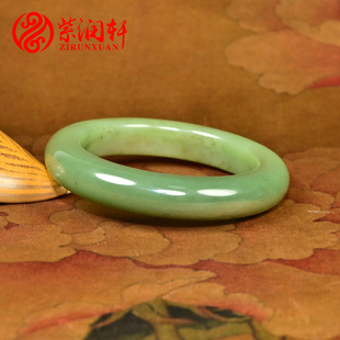 紫润轩新疆和田玉青黄口手镯翠青俏色山流水料58 8MM肥厚款传家级