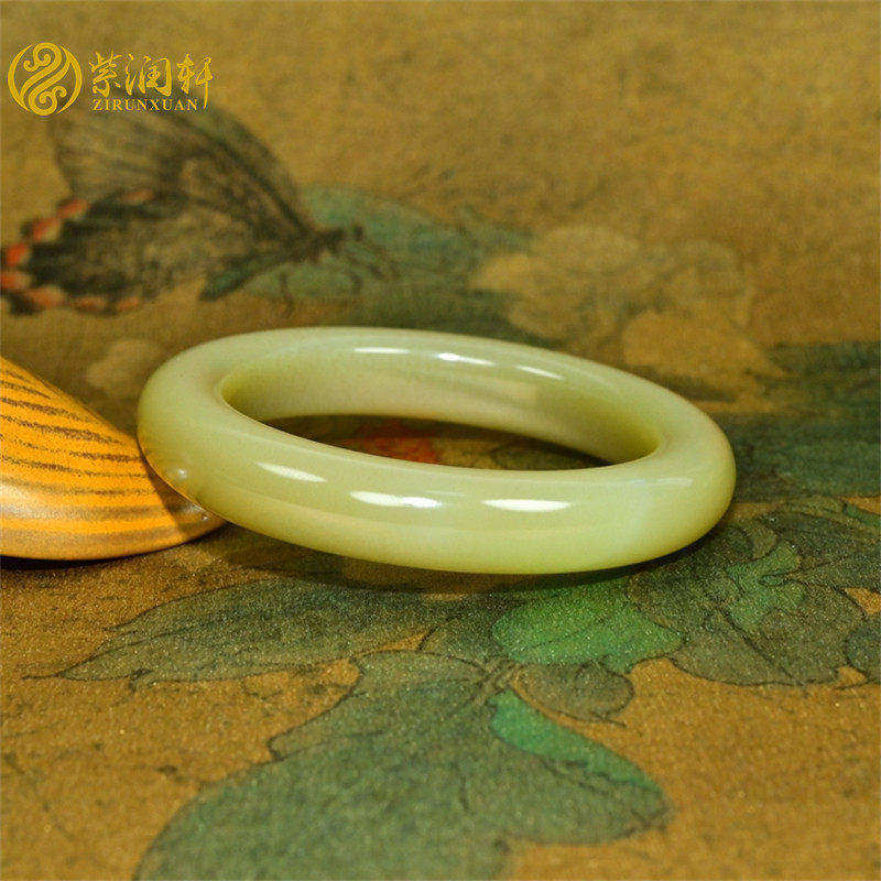 紫润轩新疆和田玉糖玉手镯且末料冰底蜜糖53 5MM哑光珍藏传家级
