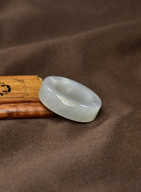 和田玉籽料戒指白玉青花素面指环