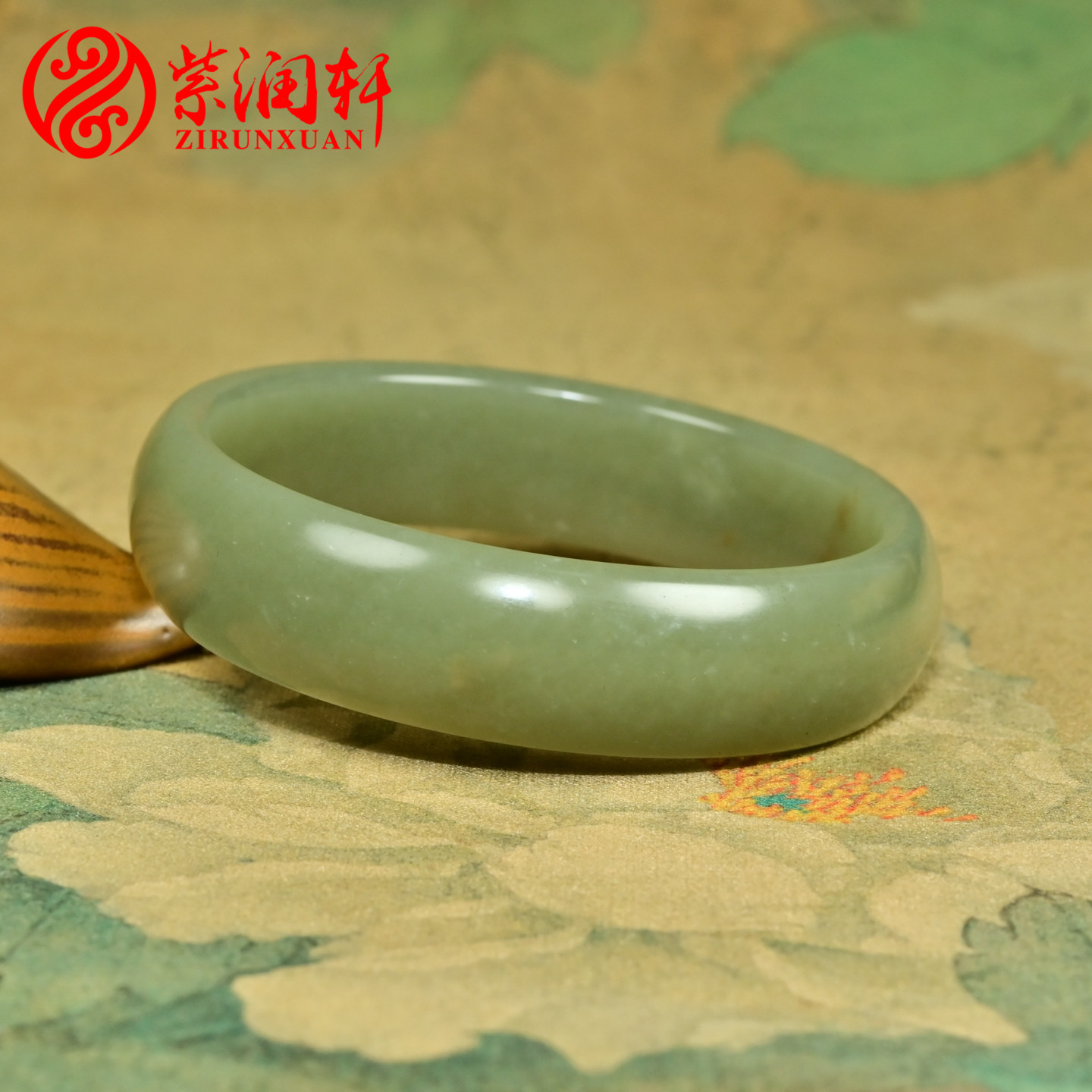 紫润轩新疆和田玉青白玉籽料手镯扁条福镯59MM哑光玉镯油润收藏级