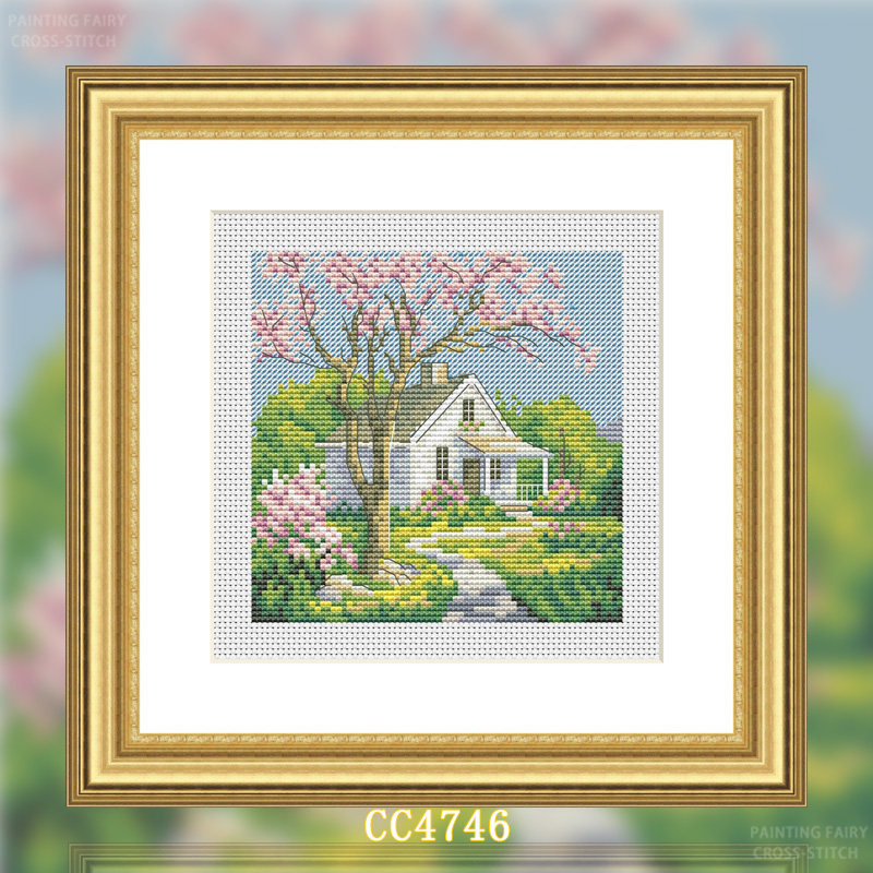 【CC4746-桃花树下的小屋】十字绣2026新款客厅餐厅简单新手款简