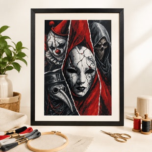 【ZZ9059-千面小丑】十字绣2026年新款客厅餐厅简约竖版玄关欧式