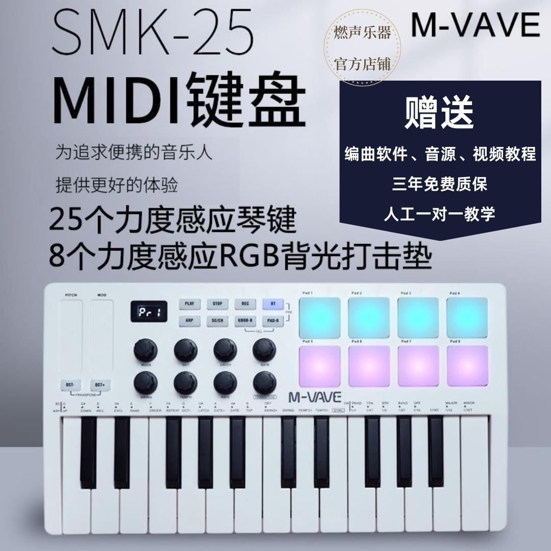 25键midi键盘专业MIDI控制器打击垫音乐编曲无线便携充电力度琴键