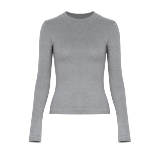 641 打底衫 自制高级感弹力小圆领显瘦针织长袖 T恤女辣妹早秋薄款