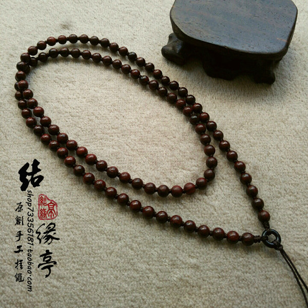 {素颜}5mm小叶紫檀珠链毛衣链女生款吊坠百搭挂绳套头简约风
