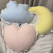 少女心ins沙发泡泡布抱枕可爱爱心靠垫花边云朵靠枕飘窗客厅装 饰