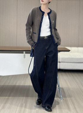 防褪色冬季新款加绒加厚弯刀裤女高腰显瘦百搭休闲牛仔裤