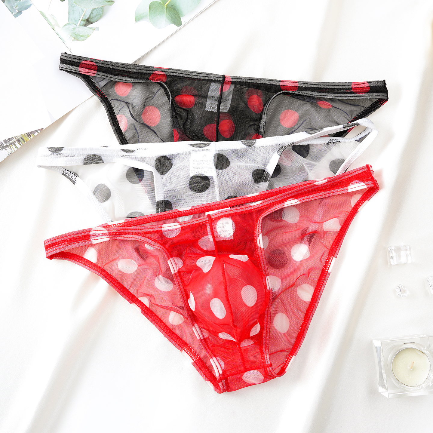 全透明男士三角内裤超薄低腰性感