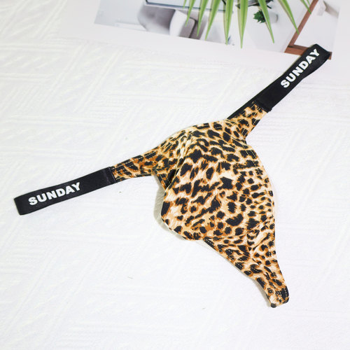 豹纹男士丁字裤低腰性感单丁内裤