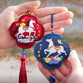 马年迎福刺绣diy手工材料包平安符香囊古风车挂饰送男友长辈礼物