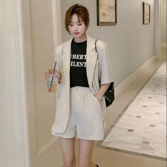 小西装套装女士夏季新款中长款时尚休闲薄西服套装女短裤西装外套