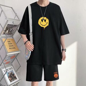P35一套套装短袖t恤男宽松夏季流行印花内搭ins港风韩版打底上衣图片