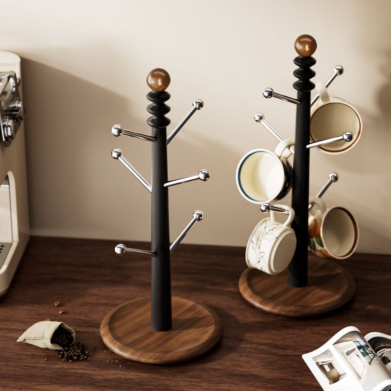 实木桌面杯架马克杯子收纳置物架台面玻璃杯水杯放置架木质制挂架