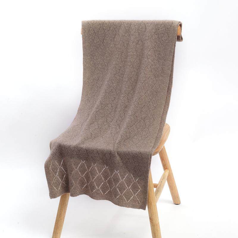 100%纯山羊绒披肩围巾两用女菱形秋冬季套头镂空围脖简约护颈椎