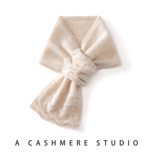 秋冬新款100%纯山羊绒围巾女纯色百搭休闲保暖护颈围脖针织假领子