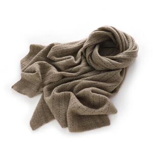 鄂尔多斯产100%纯山羊绒围巾百搭男女情侣针织纯色镂空保暖围脖