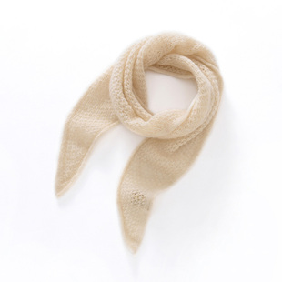 秋冬新款100%纯山羊绒小三角围巾女针织领巾护颈保暖围脖披肩外搭