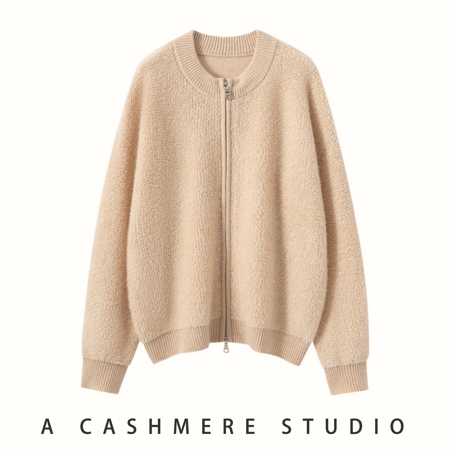 秋冬新款100%纯山羊绒开衫女圆领双拉链保暖加厚长袖毛衣外套宽松,女装/女士精品,羊绒衫,淘宝优惠券,粉丝福利购,淘宝优惠卷