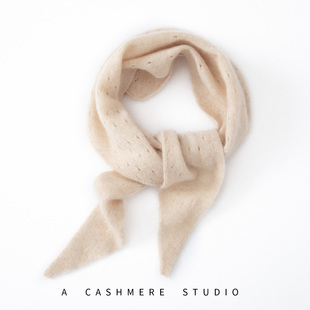 100&纯山羊绒三角巾女士纯色针织护颈披肩百搭保暖围脖两用秋冬